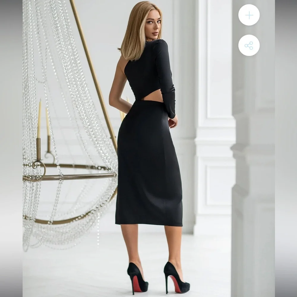 NWT black satin evening dress - Picture 6 of 10